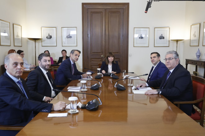 Οι πολιτικοί αρχηγοί στο Προεδρικό Μέγαρο/ Eurokinissi Tατιάνα Μπόλαρη