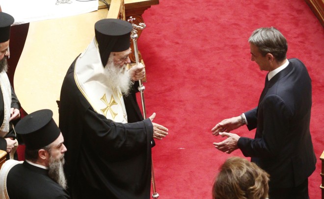 Ο Κυριάκος Μητσοτάκης και ο Αρχιεπίσκοπος Ιερώνυμος στην Αρχιεπισκοπή Αθηνών 