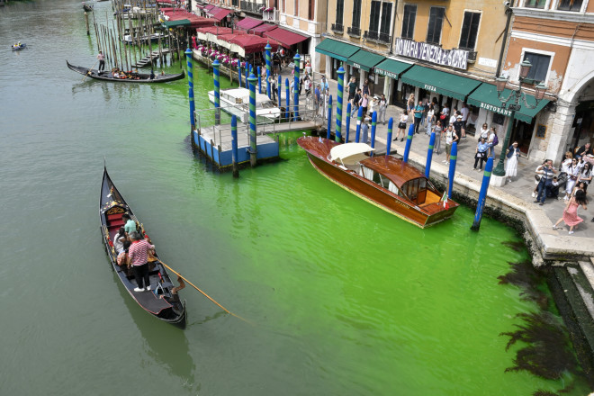Στο κάδρο των ερευνών για τα πράσινα νερά στο τουριστικό αξιοθέατο είναι και ακτιβιστές / AP Photo/Luigi Costantini