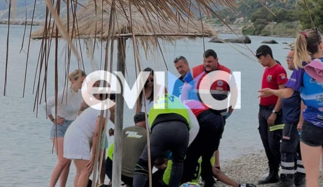 Εύβοια: Στο σημείο έφτασαν διασώστες και έδωσαν τις πρώτες βοήθειες στους τραυματίες οδηγούς των jet ski/  φωτογραφία evima
