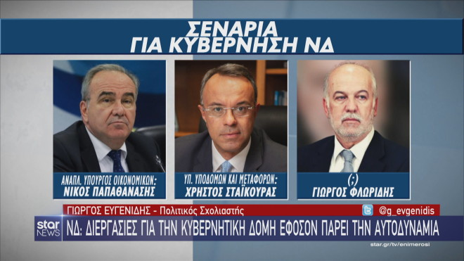 Νέα κυβέρνηση ΝΔ: Κ. Παπαθανάσης, Χρ. Σταϊκούρας, Γ. Φλωρίδης 
