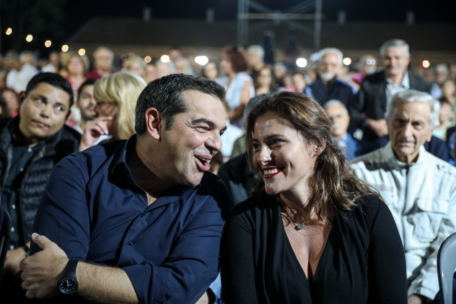Η Μπέτυ Μπαζιάνα και ο Αλέξης Τσίπρας σε ομιλία του τον Σεπτέμβριο του 2019/ Eurokinissi Μισινάς Στέλιος