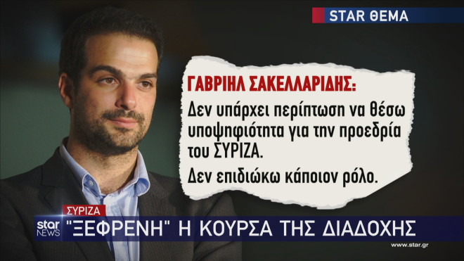 Η δήλωση Σακελλαρίδη ότι δεν υπάρχει περίπτωση να διεκδικήσει την αρχηγία στον ΣΥΡΙΖΑ  