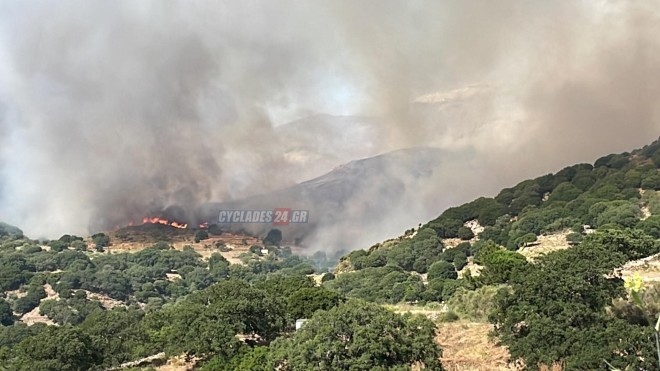 Συναγερμός στη Νάξο μετά από πυρκαγιά που ξέσπασε στα ορεινά του νησιού