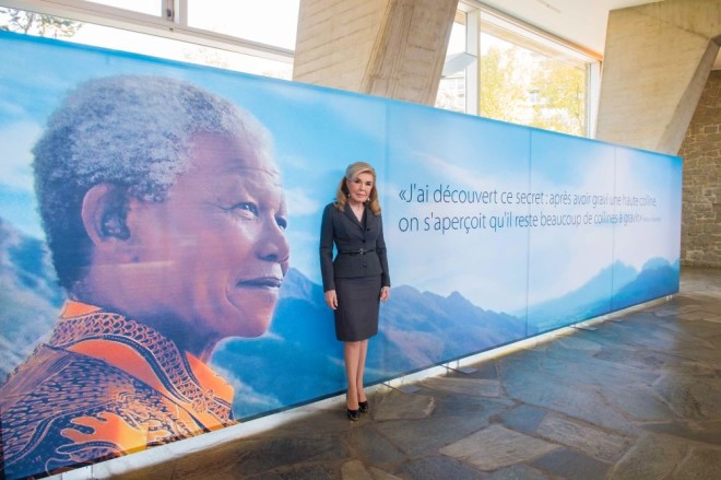 Η Μαριάννα Β. Βαρδινογιάννη  στην απονομή του βραβείου Νέλσον Μαντέλα 