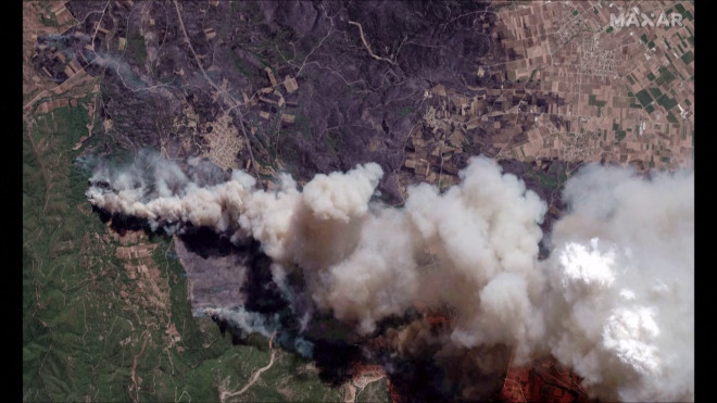 Εικόνα δορυφόρου αποτυπώνει τη φωτιά στον Έβρο