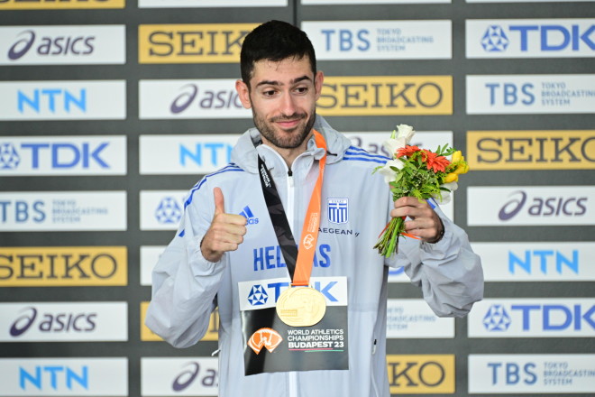 Ένα ακόμη χρυσό μετάλλιο κατέκτησε στο Παγκόσμιο Πρωτάθλημα ο άλτης εις μήκος Μίλτος Τεντόγλου/ Εurokinissi Αντώνης Νικολόπουλος