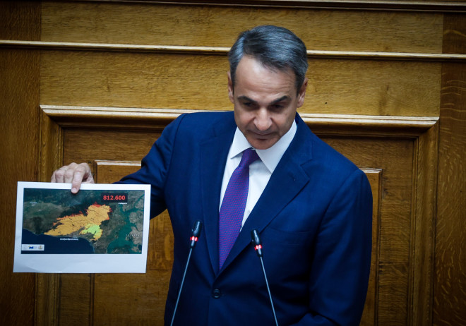 Ο Κυριάκος Μητσοτάκης στην προ ημερησίας διατάξεως συζήτηση στη Βουλή για τις πυρκαγιές - Eurokinissi Γιώργος Κονταρίνης