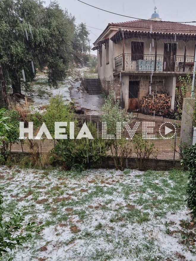 «Κακοκαιρία Daniel»: Δυνατή χαλαζόπτωση στην Ηλεία προκάλεσε καταστροφές/ πηγή ilialive.gr