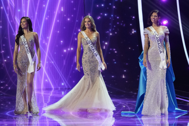 Oι τρεις διαγωνιζόμενες που πέρασαν στην τελευταία φάση του διαγωνισμού Μις Υφήλιος 2023/ AP Photo/Moises Castillo