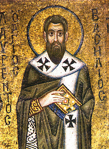 Ο Άγιος Βασίλειος ο Μέγας. Ψηφιδωτό στον καθεδρικό ναό της Αγίας Σοφίας στο Κίεβο (κοινό κτήμα Wikipedia)