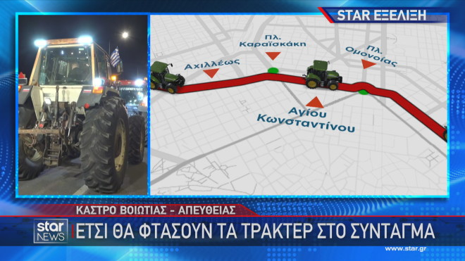 Από την πλατεία Καραϊσκάκη και την Αγίου Κωνσταντίνου θα περάσουν τα τρακτέρ στο κέντρο της Αθήνας   