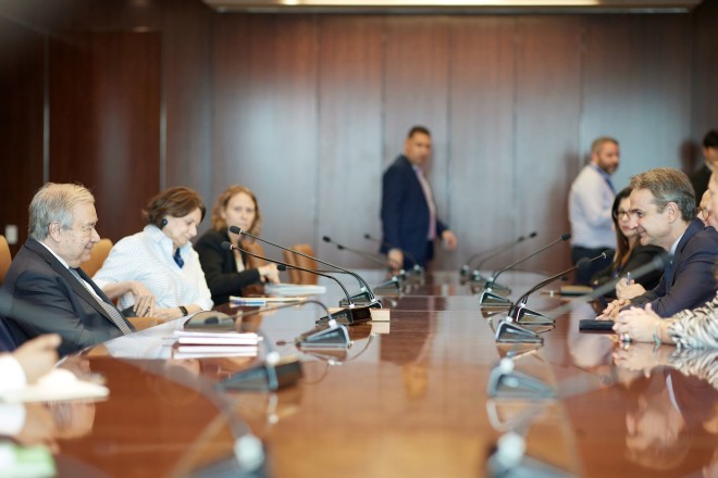 Ο κ. Μητσοτάκης στη συνάντηση με τον ΓΓ του ΟΗΕ Γκουτέρες στη Νέα Υόρκη