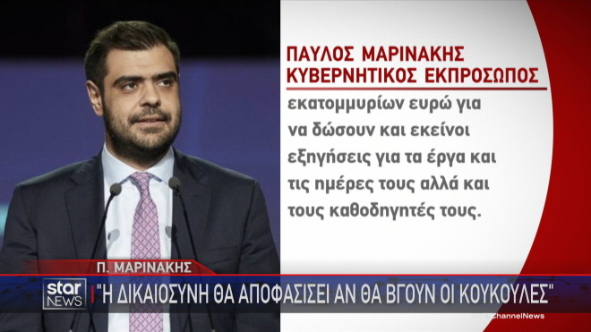 Απόσπασμα της δήλωσης Π. Μαρινάκη για την αντίθεση του ΣΥΡΙΖΑ στην αποκάλυψη των προστατευόμενων μαρτύρων     