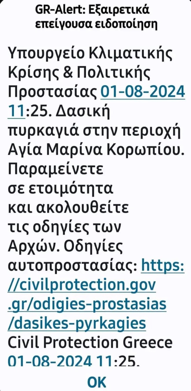 Σε ύφεση η φωτιά στην Αγία Μαρίνα - Διάσπαρτες εστίες
