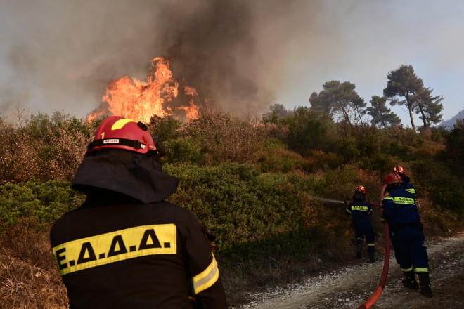 Οι άνεμοι που πνέουν στην Αττική δυσκολεύουν το έργο των πυροσβεστών - Eurokinissi