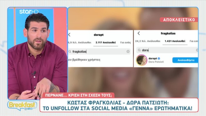 Φραγκολιάς – Πατσιώτη: Το unfollow στα social media «γεννά» ερωτήματα