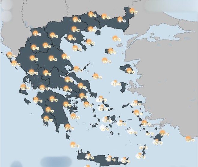 Ο καιρός τη Δευτέρα 30/12