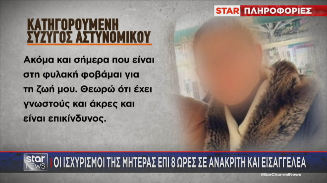 Οι ισχυρισμοί της συζύγου του αστυνομικού στην απολογία της  