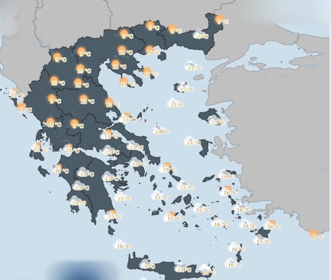 O καιρός τη Δευτέρα 27/1