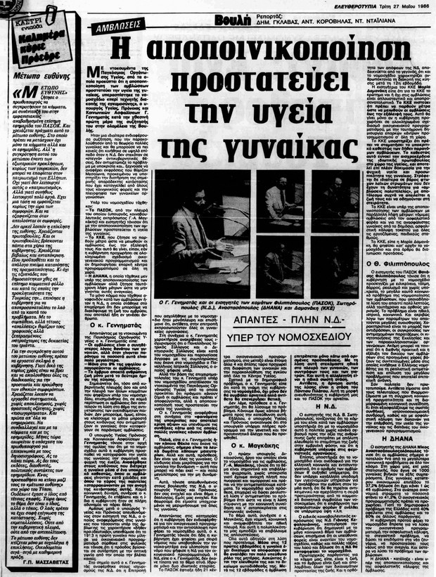 Πότε θεσπίστηκε το δικαίωμα στην άμβλωση στην Ελλάδα