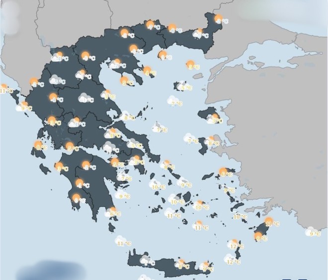 Καιρός: H θερμοκρασία το πρωί της Δευτέρας