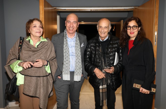 Μπέτυ Αρβανίτη-Γιάννης Μόσχος-Βασίλης Πουλαντζάς-Αργυρώ Χιώτη (Καλλιτεχνική Διευθύντρια Εθνικού Θεάτρου) / φωτογραφία NDP