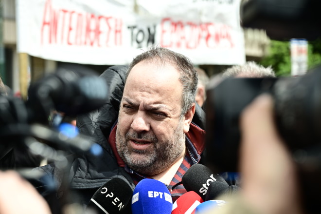 Ο Κώστας Γενιδούνιας στη συγκέντρωση για τον εορτασμό της εργατικής Πρωτομαγιάς/ Eurokinissi Mιχάλης Καραγιάννης