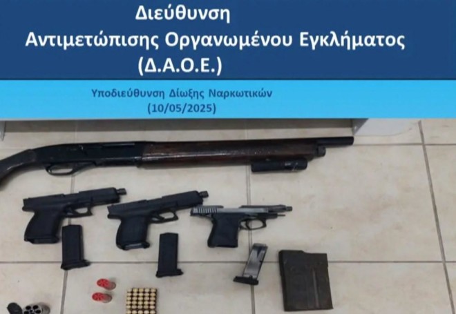 Τα όπλα και οι σφαίρες που βρήκαν οι αστυνομικοί στους συλληφθέντες  