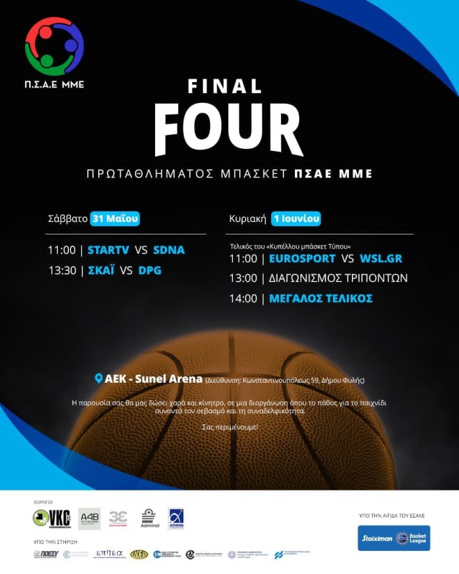 Final-4 Πρωταθλήματος Μπάσκετ ΠΣΑΕ ΜΜΕ 2024/25: Ραντεβού στη Sunel Arena!