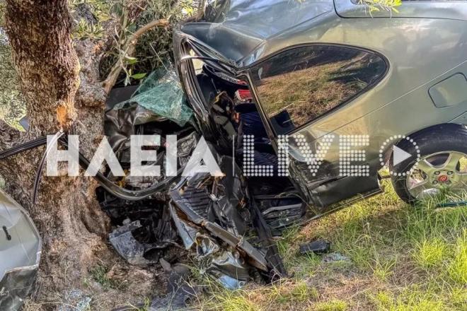 Ο 23χρονος εγκλωβίστηκε μέσα στο αυτοκίνητό του μετά την πρόσκρουση πάνω σε μια ελιά - ilialive.gr
