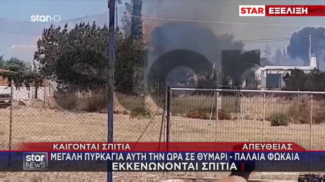 Φωτιά Παλαιά Φώκαια: Κάηκαν σπίτια - Ξεπερνά τα 8 χλμ το πύρινο μέτωπο