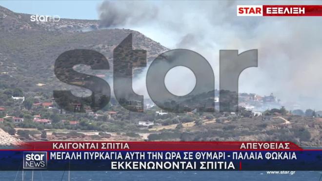 Φωτιά Παλαιά Φώκαια: Κάηκαν σπίτια - Ξεπερνά τα 8 χλμ το πύρινο μέτωπο
