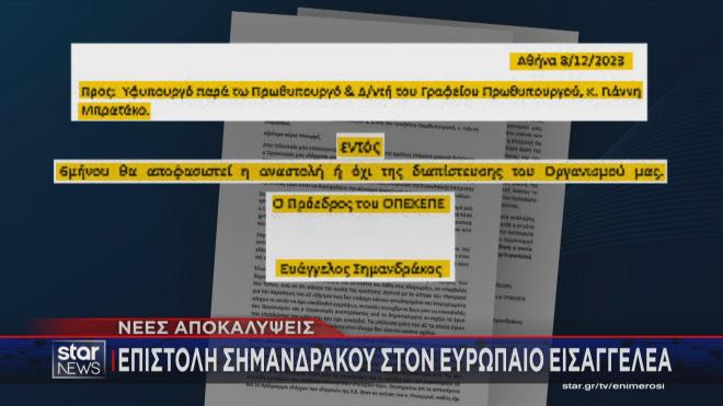 Η επιστολή Σημανδράκου στον Ευρωπαίο Εισαγγελέα 