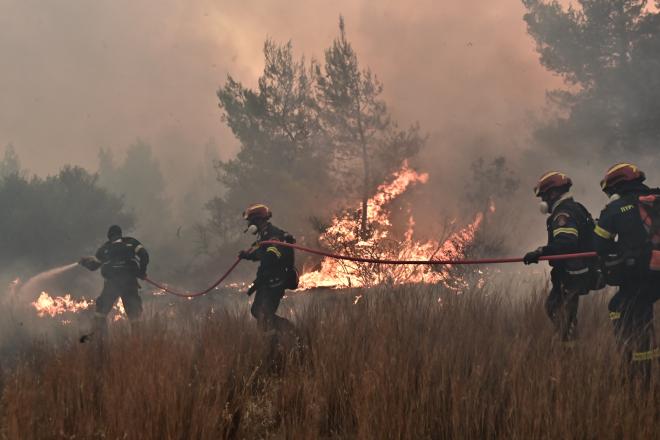 Υπάρχουν διάσπαρτες εστίες στη φωτιά στον Ωρωπό και οι πυροσβέστες παλεύουν να την σβήσουν πριν ενισχυθούν οι άνεμοι - Eurokinissi