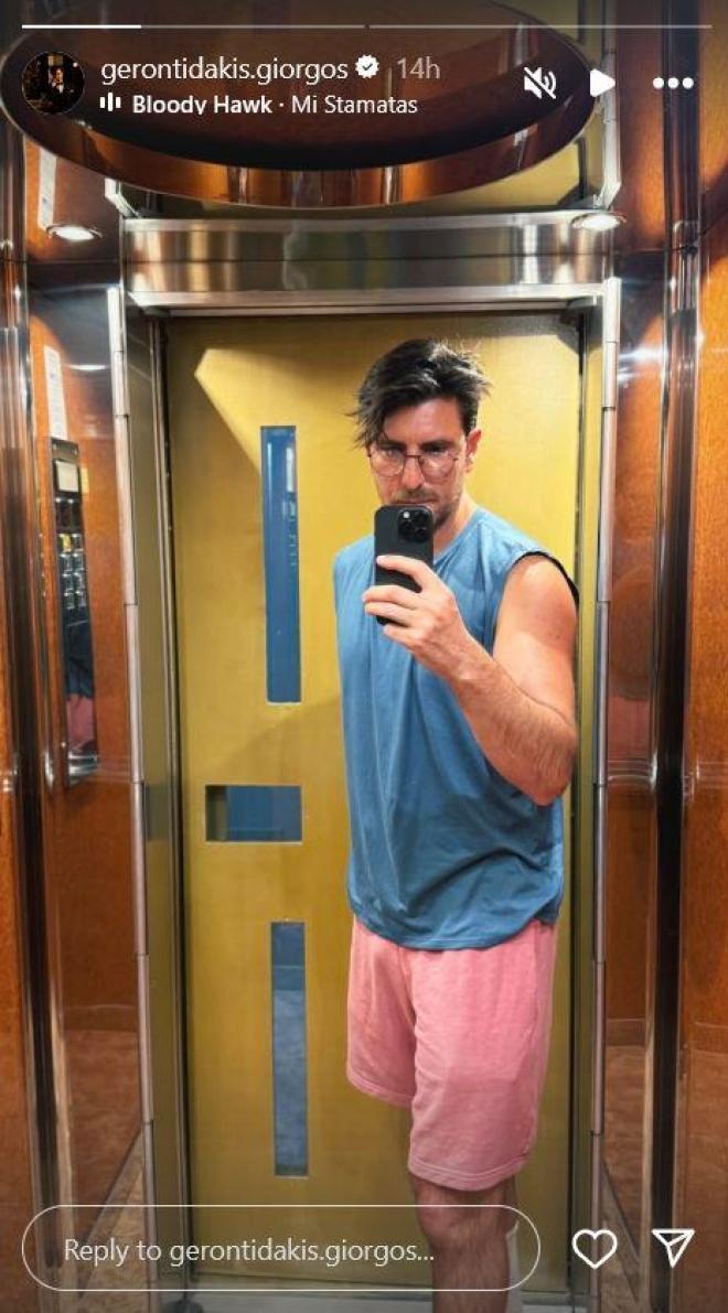 H selfie του ανανεωμένου Γιώργου Γεροντιδάκη στο ασανσέρ