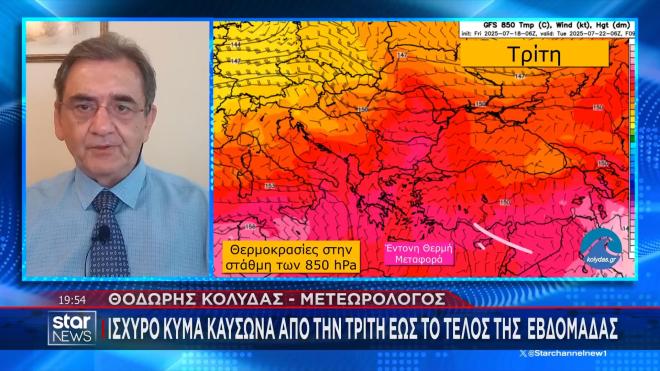 Θ. Κολυδάς: Από την Τρίτη οι πολύ υψηλές θερμοκρασίες    
