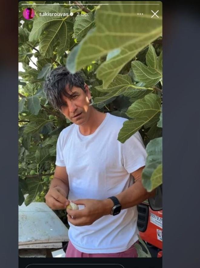Σάκης Ρουβάς: Μαζεύει σύκα στον κήπο του στον Νέο Βουτζά