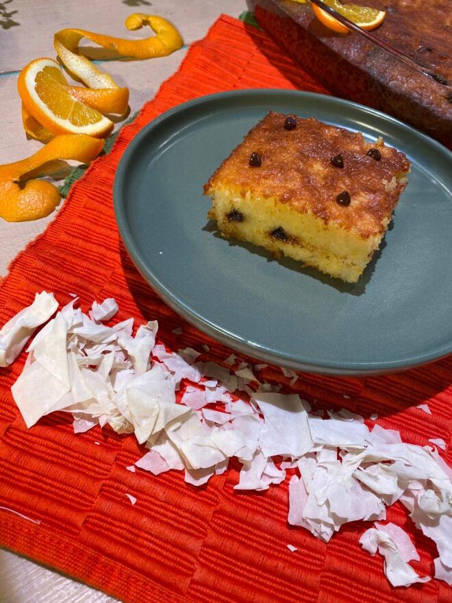 Φανταστική συνταγή για πορτοκαλόπιτα με δάκρυα σοκολάτας