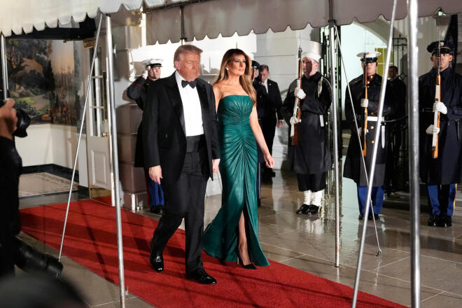 Ντόναλντ και Μελάνια Τραμπ στο επίσημο δείπνο για τον Σαουδάραβα πρίγκιπα (AP Photo/Alex Brandon)