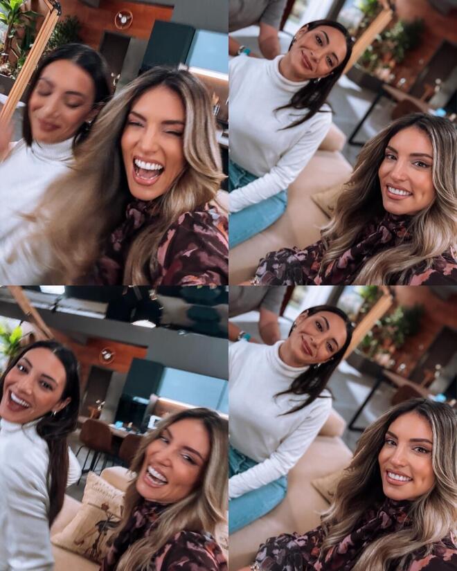 Οι πόζες της Αθηνάς Οικονομάκου με τους συνεργάτες της / Πηγή: Instagram athinao1konomakou