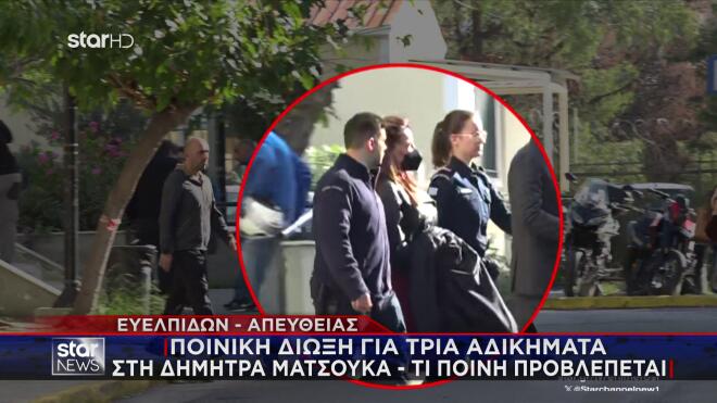 Δήμητρα Ματσούκα: Ελεύθερη μέχρι τη δίκη της στις 2 Δεκεμβρίου/ ρεπορτάζ μεσημεριανού δελτίου ειδήσεων του Star