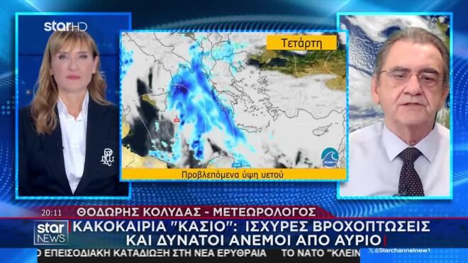 Κακοκαιρία «Κάσιο»: Ισχυρές βροχοπτώσεις και δυνατοί άνεμοι από αύριο