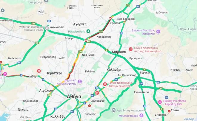 καθυστερήσεις στον Κηφισό λόγω τροχαίου