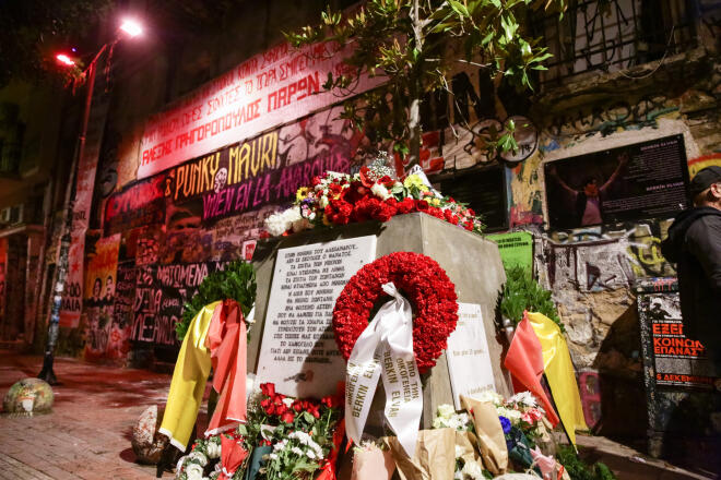 Το μνημείο για τον Αλέξη Γρηγορόπουλο στα Εξάρχεια/  Eurokinissi Tατιάνα Μπόλαρη