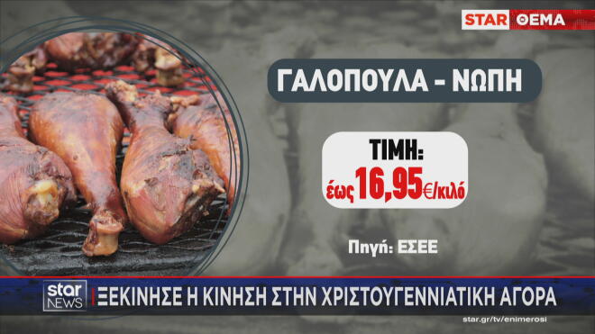Η τιμή της γαλοπούλας τα φετινά Χριστούγεννα  