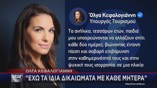 Η ανάρτηση της Όλγας Κεφαλογιάννη για την επιμέλεια των παιδιών