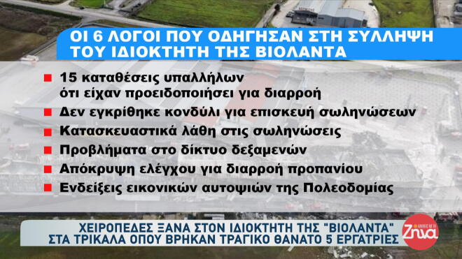 Έξι είναι οι λόγοι που οδήγησαν στη σύλληψη του ιδιοκτήτη της Βιολάντα