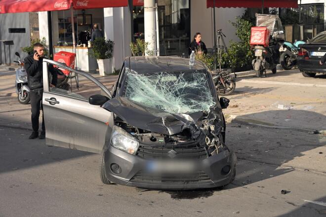 To σημείο που σημειώθηκε το τροχαίο στη λεωφόρο Θηβών