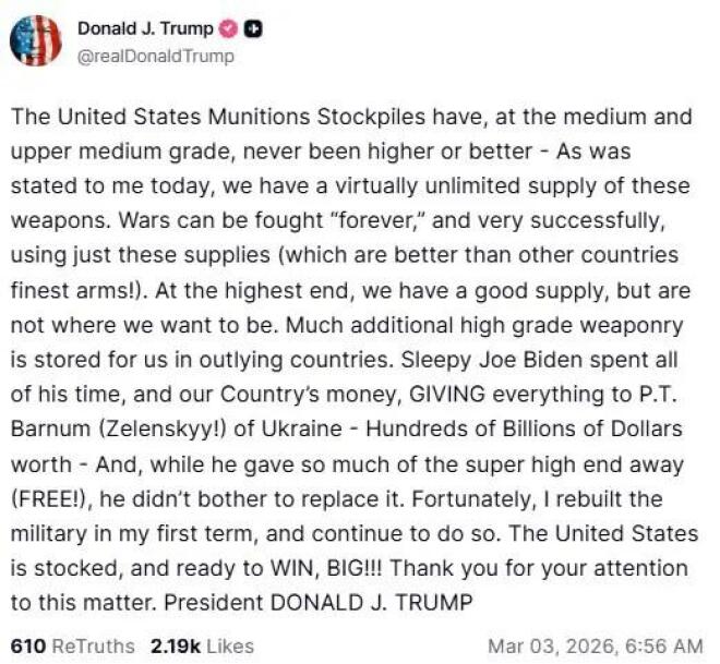 Η ανάρτηση του Ντόναλντ Τραμπ στο Truth Social